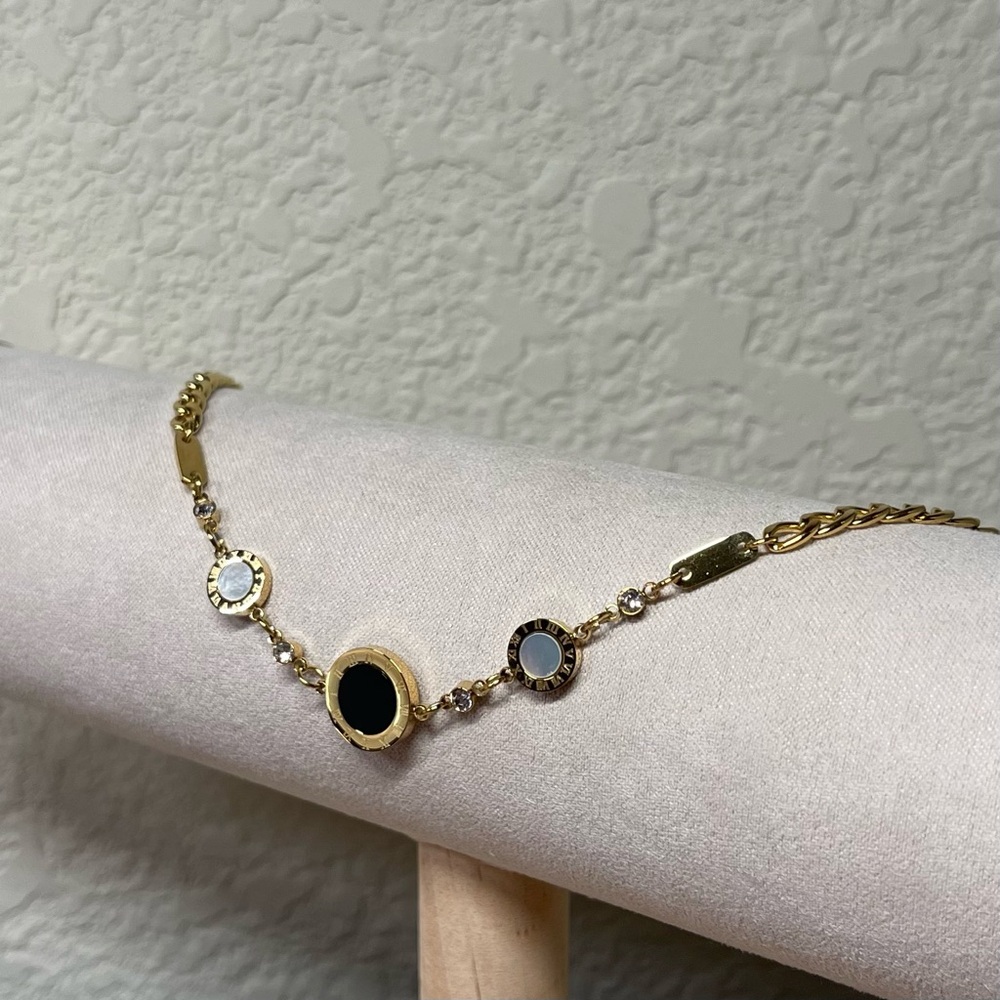 New 14K Gold Plated Stainless Steel Roman Numerals Bracelet